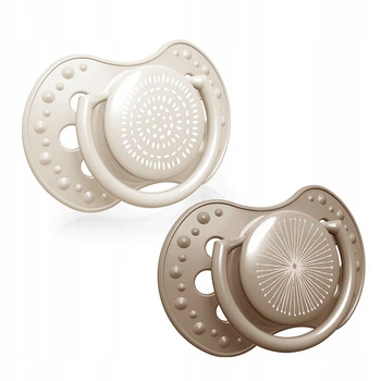 Smoczek silikonowy dynamiczny 3-6m 2 szt Harmony Girl Lovi; beżowy i brązowy