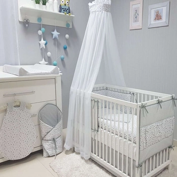 Pościel dziecięca do łóżeczka 5-el. Savea; gwiazdki szare; 90x120 cm