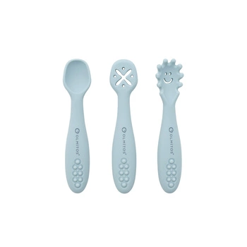 Sztućce silikonowe, Olmitos; niebieskie