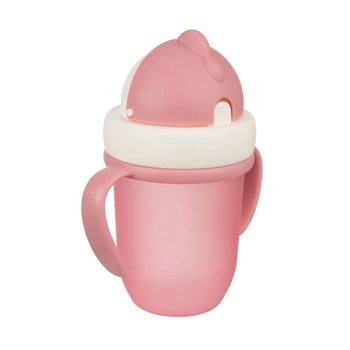 Kubek ze składaną rurką silikonową Canpol; różowy