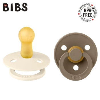 BIBS colour 2-pack ivory & dark OAK M smoczek uspokajający kauczuk Hevea