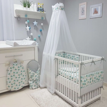 Pościel dziecięca do łóżeczka 5-el. Savea; jeżyki miętowe; 90x120 cm