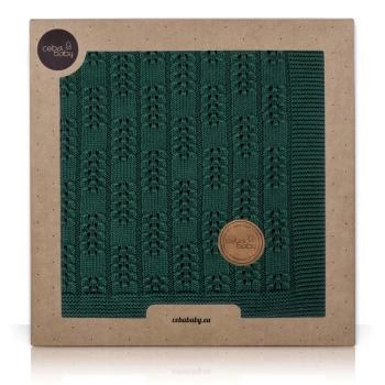 Kocyk dziany Jodełka 90x90 Emerald Ceba; szmaragdowy