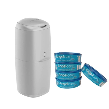 Kosz na pieluchy klasyczny + 5 wkładów Angelcare; szary