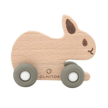 Zabawka drewniana na kółkach, Olmitos; królik