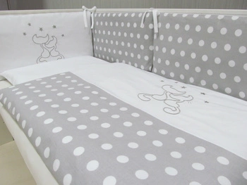 Pościel dziecięca do łóżeczka 5-el. Savea; koty szare; 90x120cm