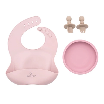 Zestaw obiadowy silikonowy 4-elem., Olmitos; różowy