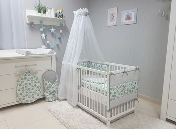 Pościel dziecięca do łóżeczka 3-el. Savea; jeżyki miętowe; 90x120 cm