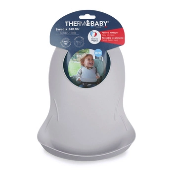 Śliniak z kieszonką Bibou, Thermobaby; szary