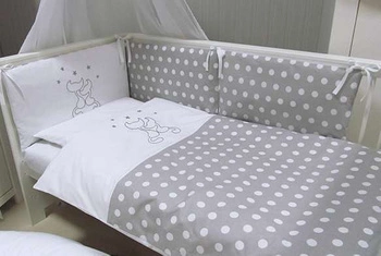 Pościel dziecięca do łóżeczka 3-el. Savea; koty szare; 90x120cm