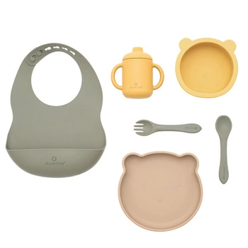 Zestaw obiadowy silikonowy 7-elem., Olmitos; zielony