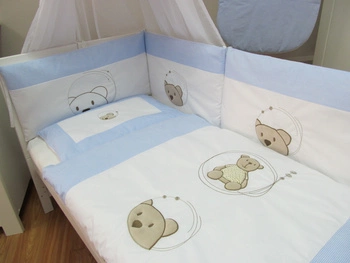 Pościel dziecięca do łóżeczka 3-el. Savea; misie niebieskie; 90x120cm