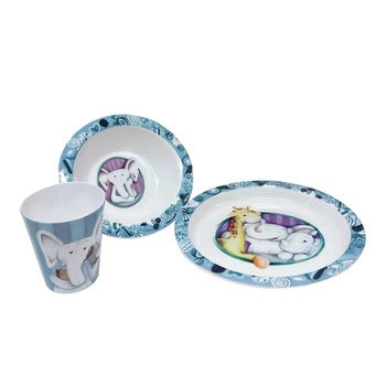 Zestaw obiadowy 3-elem. do mikrofali Elephant Thermobaby; kolorowy