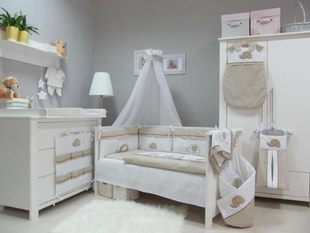 Pościel dziecięca do łóżeczka 3-el. Savea; słonie beżowe; 90x120cm